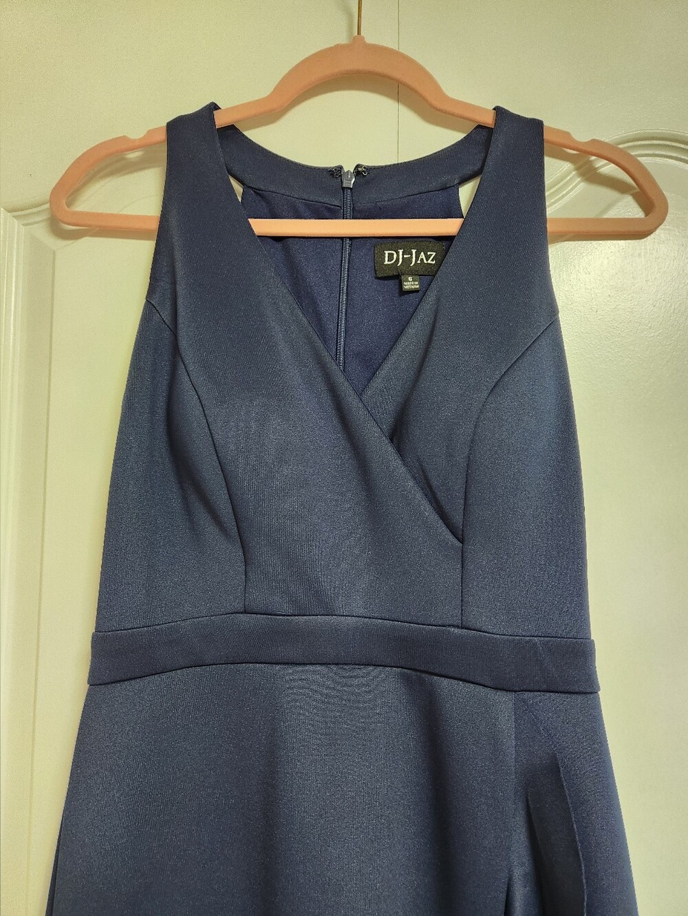 Navy Sleeveless High-Low Ruffle Dress - Picture 2 of 4